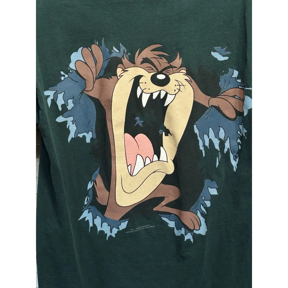 Vintage‎ Sun Tazmanian Devil Graphic TShirt Double Sided Green Teen Size XL 1994